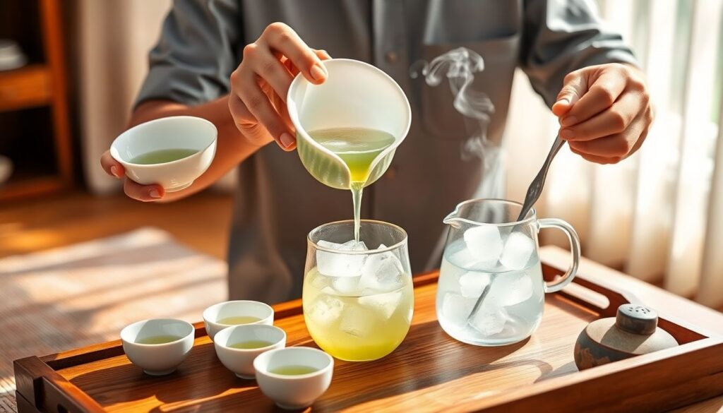 Летние чайные церемонии и охлаждающие техники в азиатских странах - иллюстрация